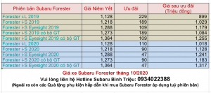Read more about the article Giá xe Subaru Forester tháng 10/2020